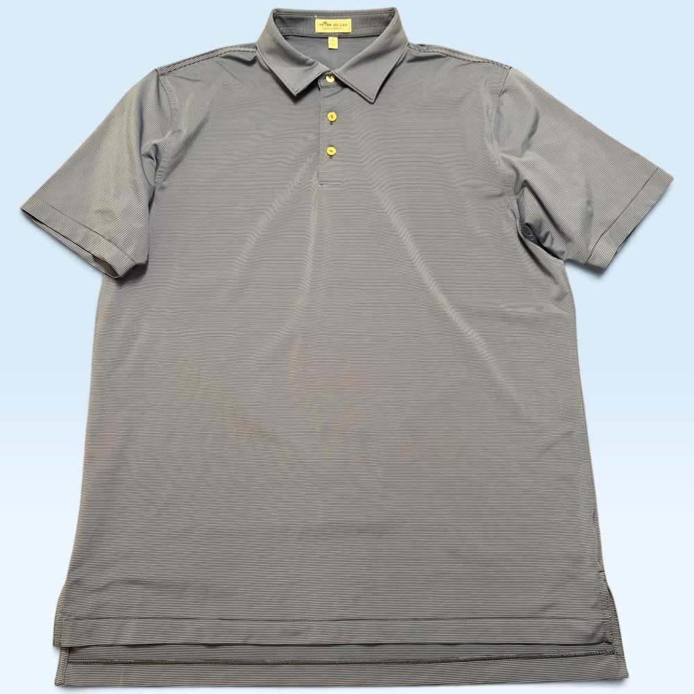Peter Millar Polo Shirt Mens Large Blue Stripe Summer Comfort Golf Performance